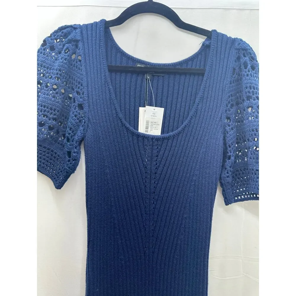 Central Park West Navy Cotton sweater dress M NWTS - Picture 2 of 4